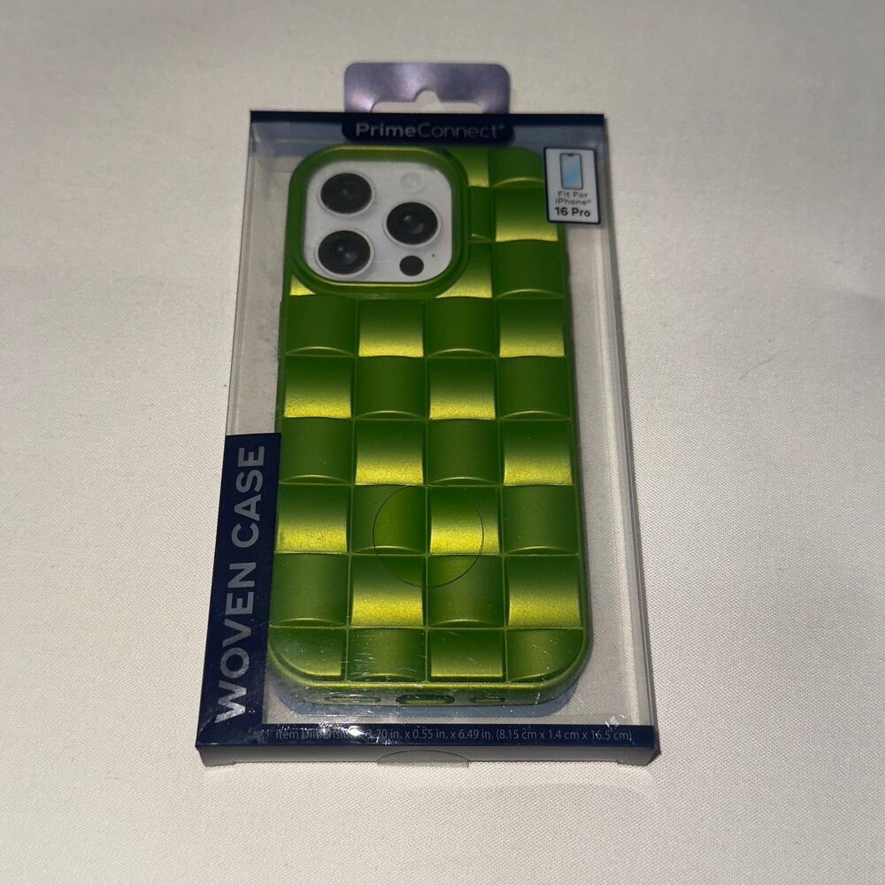 PrimeConnect Green Woven Case for iPhone 16 Pro
